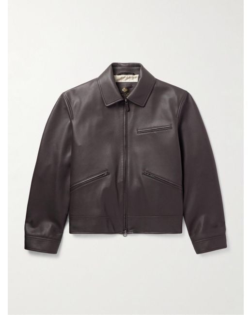 Loro Piana Gray Gail Full-Grain Leather Jacket for men