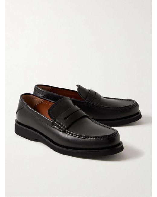 Zegna Black X-lite Leather Penny Loafers for men