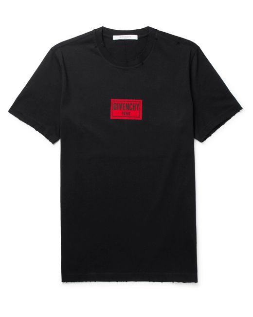 Givenchy - Columbian-fit Appliquéd Distressed Cotton-jersey T-shirt - Black for men