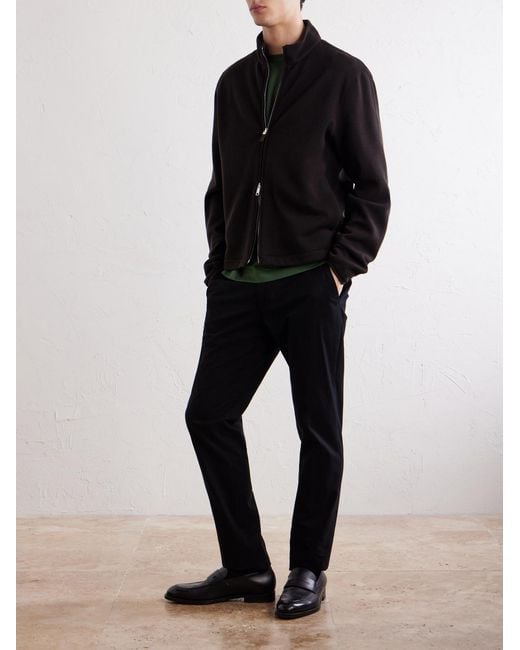 Zegna Blue Straight-Leg Stretch Cotton-Twill Trousers for men