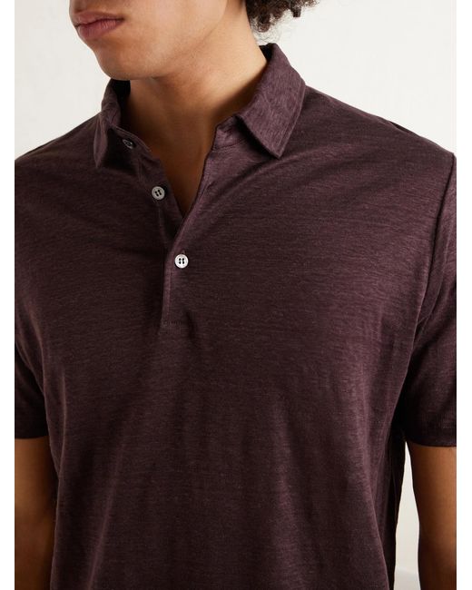 Loro Piana Red Linen Polo Shirt for men