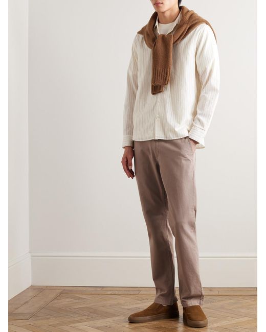 Mr P. Natural Straight-Leg Herringbone Cotton Trousers for men