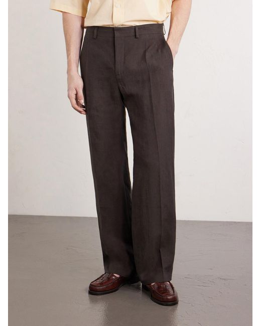 A Kind Of Guise Gray Linen Tailored Wide Trousers for men