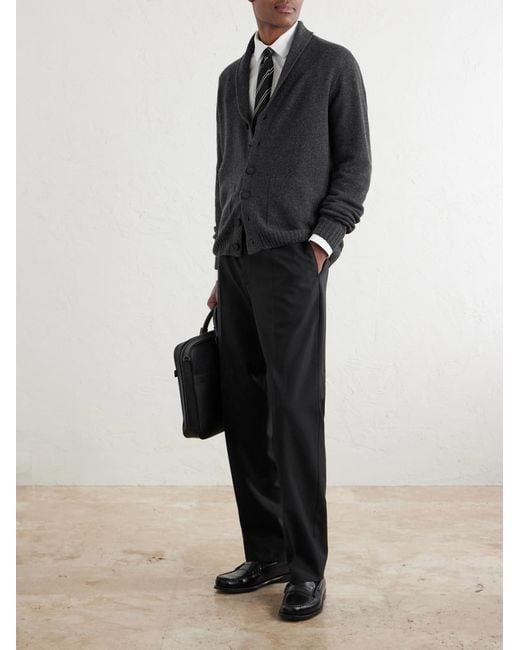 John Smedley Gray Rockford Shawl-Collar Recycled-Cashmere And Merino Wool-Blend Cardigan for men