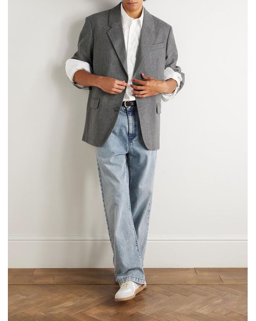 AMI Gray Wool-Flannel Blazer for men