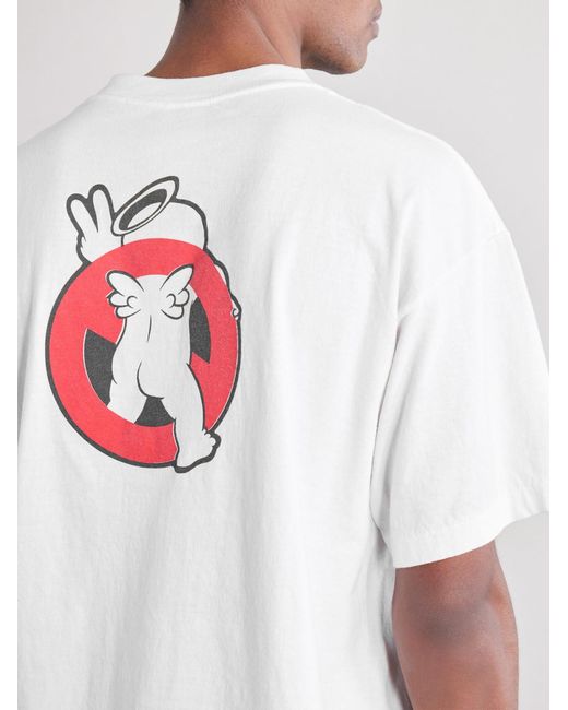 SAINT Mxxxxxx White Saint Horror Printed Cotton-jersey T-shirt for men