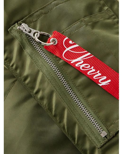 CHERRY LA Green Logo-Appliquéd Nylon Bomber Jacket for men
