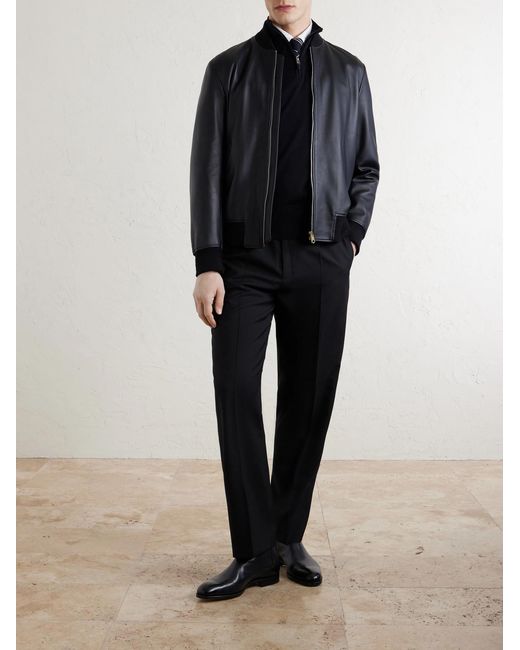 Canali Blue Cotton Half-Zip Sweater for men