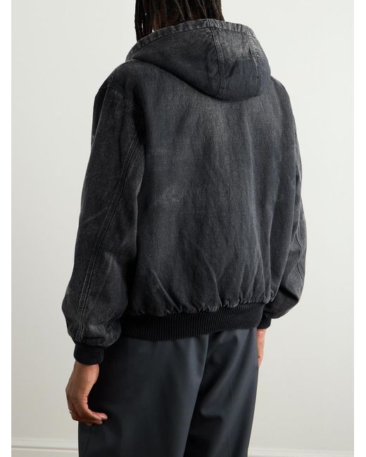 A.PRESSE Black Cotton, Hemp And Silk-Blend Canvas Hooded Jacket for men