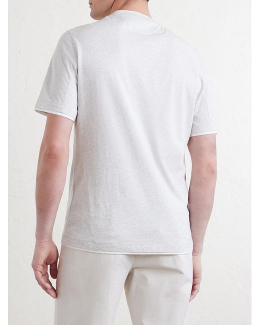 Brunello Cucinelli White Layered Cotton-Jersey T-Shirt for men