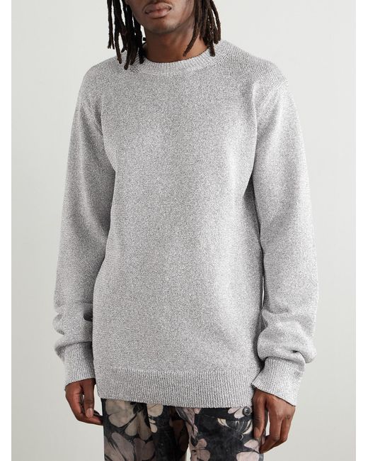 Dries Van Noten Gray Oversized Metallic Knitted Sweater for men