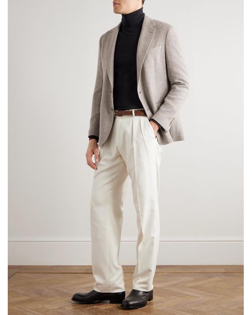 Ralph Lauren Natural Hadley Slim-fit Basketweave Cashmere Blazer for men