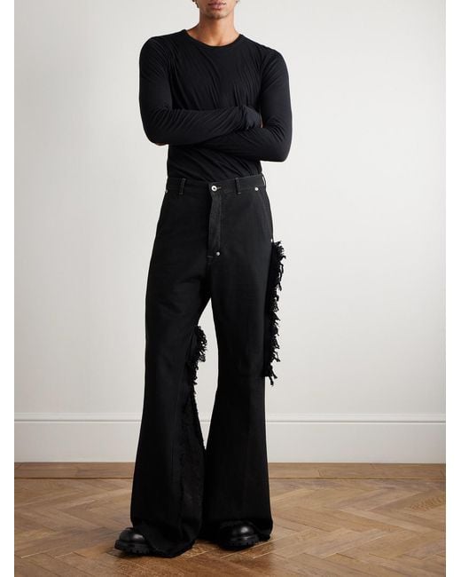 Rick Owens Black Wide-Leg Distressed Jeans for men
