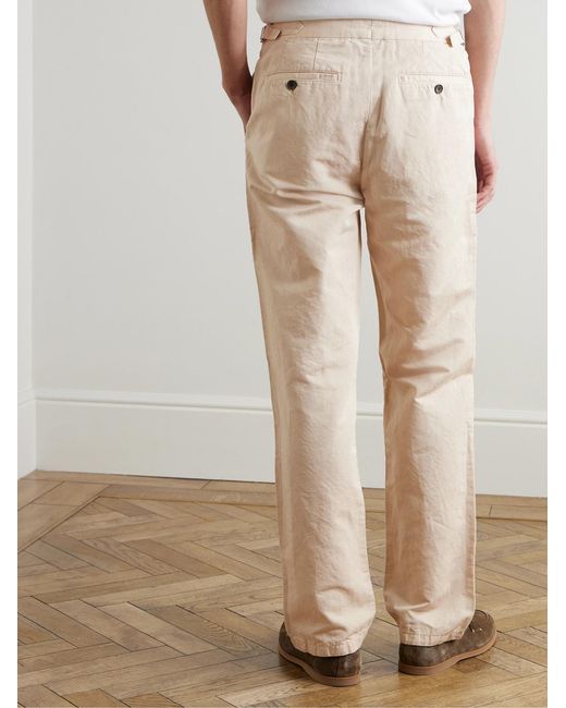 Mr P. Natural Mike Straight-Leg Organic Cotton And Linen-Blend Twill Trousers for men
