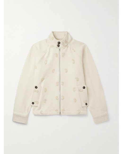 Kartik Research Natural Embellished Wool Harrington Jacket for men