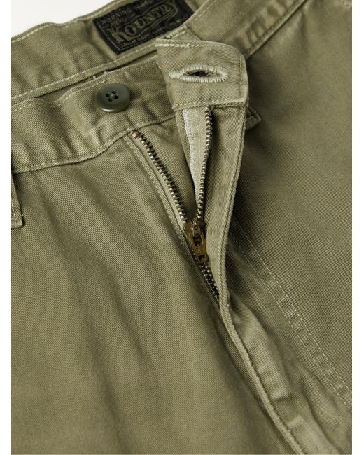 Kapital Green Katsuragi Port Wide-leg Patchwork Distressed Cotton-twill Trousers for men