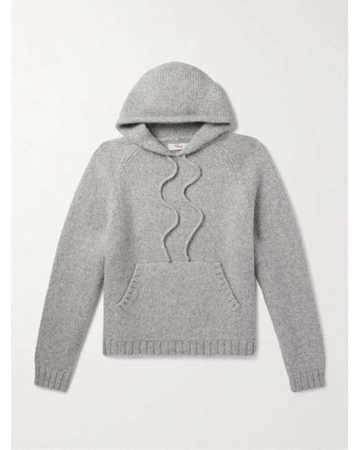 CHERRY LA Gray Logo-Embroidered Alpaca-Blend Hoodie for men