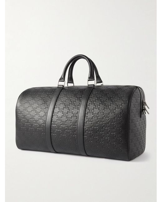 Medium Voyage Logo-Debossed Leather Holdall di Céline in Black da Uomo