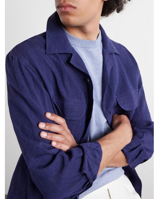 Thom Sweeney Blue Linen Shirt for men