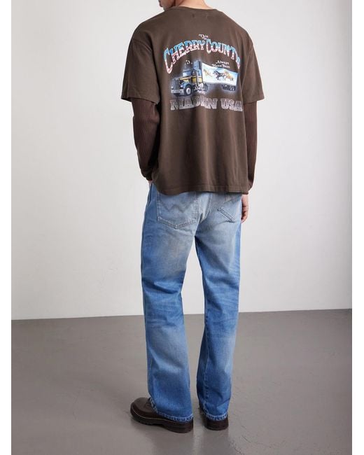CHERRY LA Brown Country Road Logo-print Layered Thermal Cotton-jersey T-shirt for men