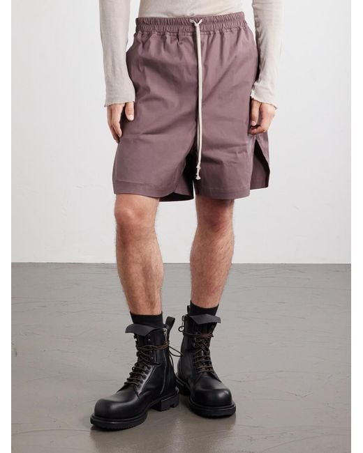 Rick Owens Purple Boxer Straight-leg Stretch-cotton Canvas Drawstring Shorts for men