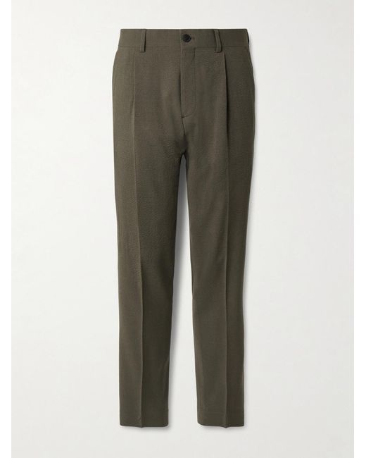 Mr P. Green Straight-Leg Wool-Blend Seersucker Trousers for men