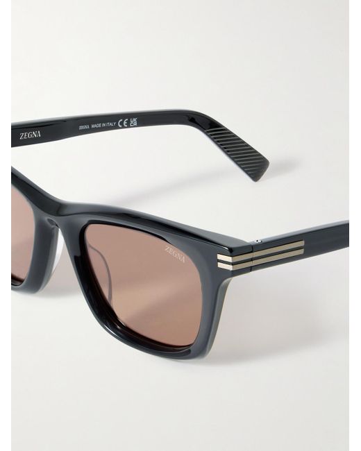 Zegna Black Square-frame Acetate Sunglasses for men