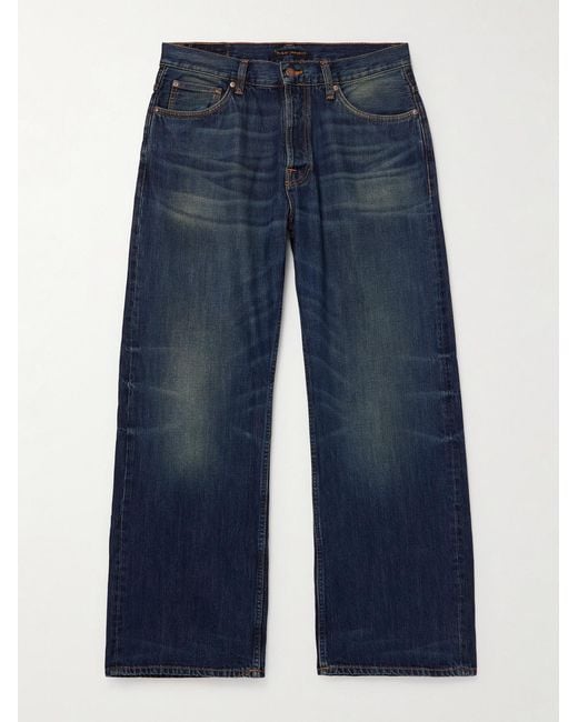 Nudie Jeans Blue Loud Larry Wide-Leg Organic Jeans for men