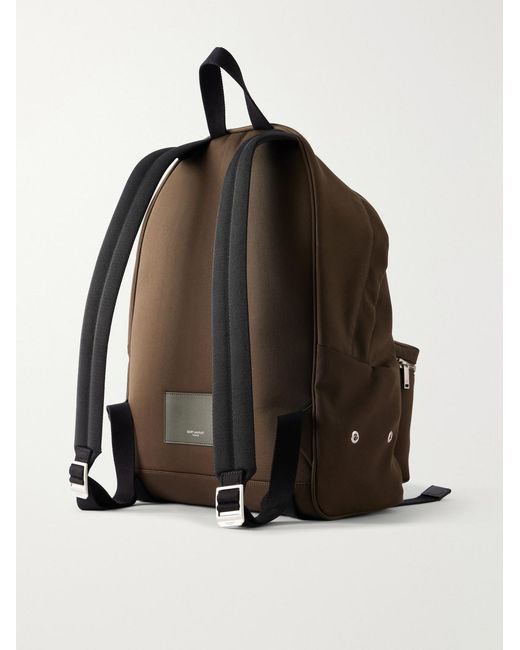 Saint Laurent Brown City Leather-Trimmed Twill Backpack for men