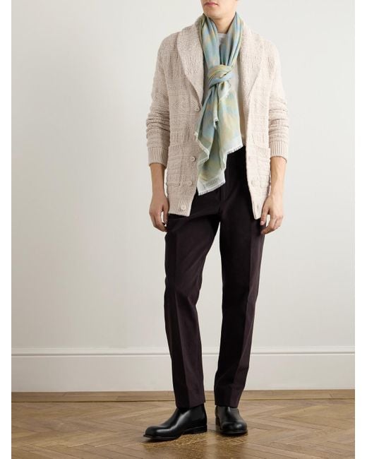 Ralph Lauren Natural Shawl-Collar Textured Cotton And Wool-Blend Cardigan for men