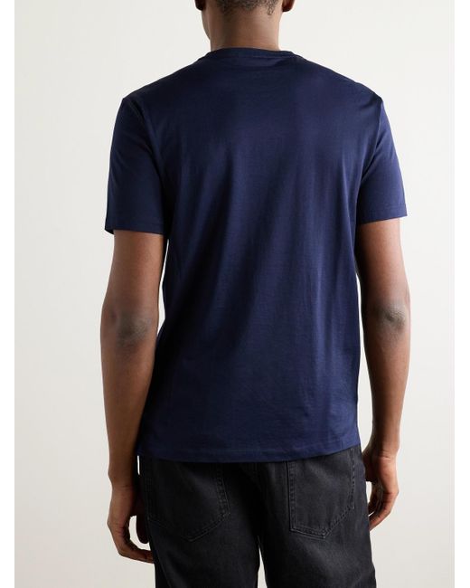 Ralph Lauren Blue Logo-Embroidered Cotton-Lisle T-Shirt for men