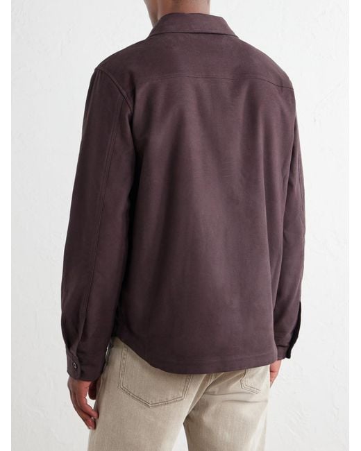 Mr P. Purple Cotton-Blend Moleskin Shirt for men