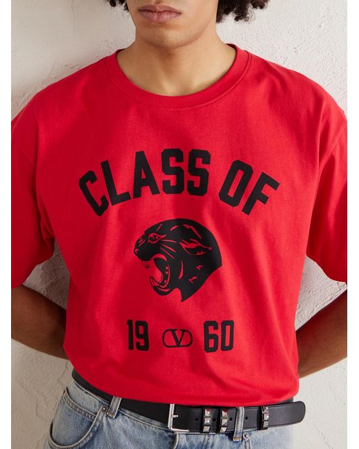 Valentino Garavani Red Logo-print Cotton-jersey T-shirt for men
