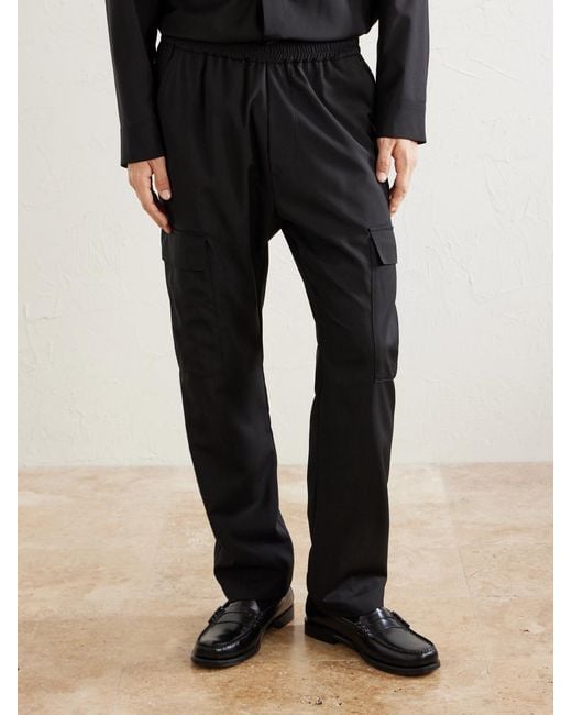 Barena Black Straight-leg Virgin Wool-gabardine Cargo Trousers for men