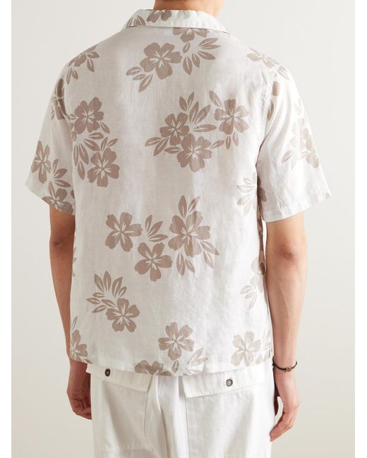 Onia Natural Air Convertible-collar Floral-print Linen And Lyocell-blend Shirt for men