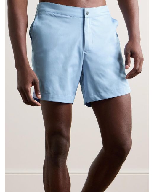 Frescobol Carioca Blue Rio Slim-fit Mid-length Recycled-shell Swim Shorts for men