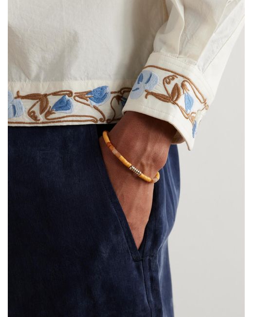 Luis Morais 14-karat Gold Orange Aventurine Beaded Bracelet for men