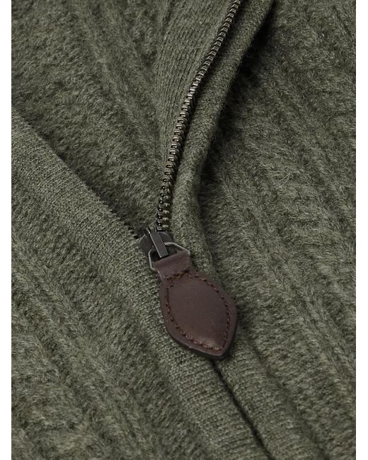 James Purdey & Sons Green Burlington Cable-Knit Wool And Cashmere Zip-Up Cardigan for men