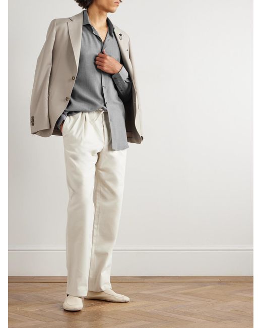 Zegna Gray Cotton And Cashmere-Blend Twill Shirt for men