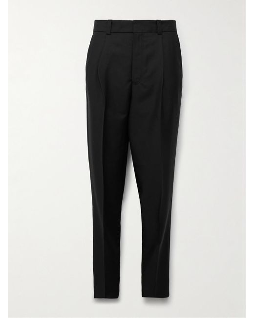 Acne Black Porter Slim-fit Pleated Wool And Mohair-blend Trousers for men