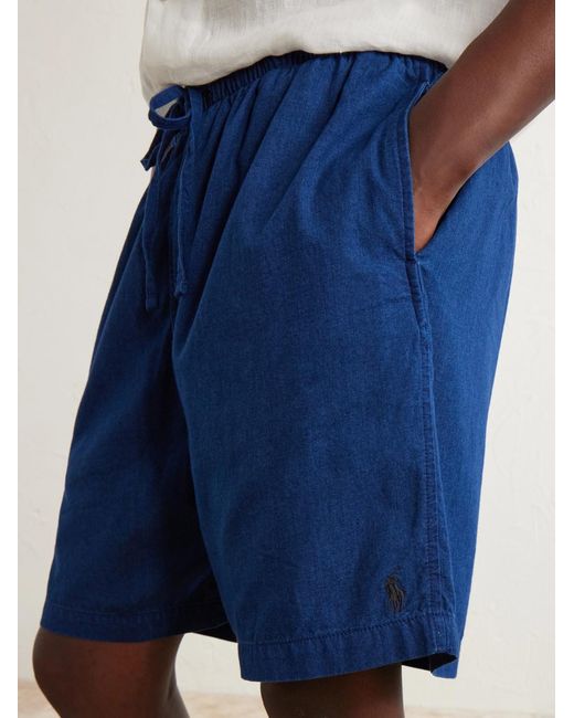 Polo Ralph Lauren Blue Wide-Leg Cotton-Woven Shorts for men