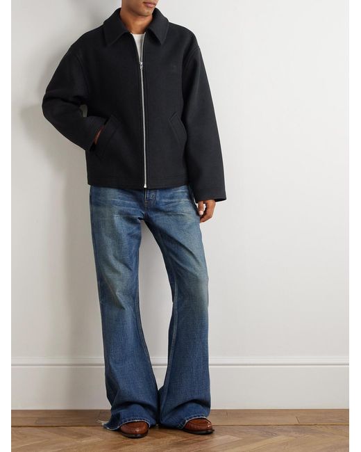 Logo-Embroidered Wool-Felt Jacket di Céline in Black da Uomo