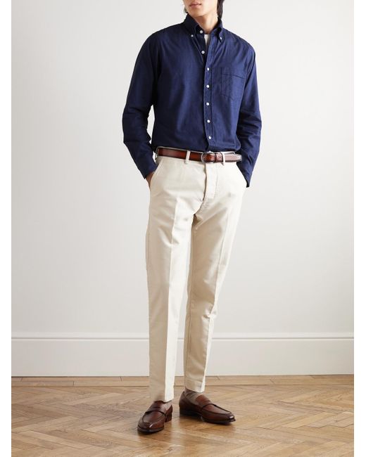 Kingsman Blue Drake's Button-down Collar Cotton-flannel Shirt for men