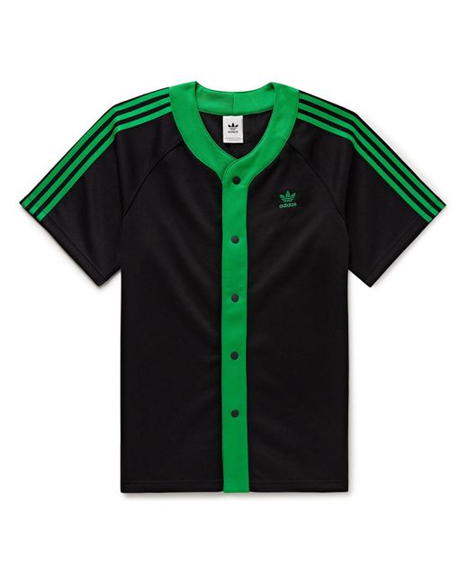 adidas Originals Logo-embroidered Striped Piqué Shirt in Green for Men |  Lyst