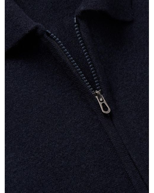Virgin Wool And Cashmere-Blend Half-Zip Sweater di Sease in Blue da Uomo