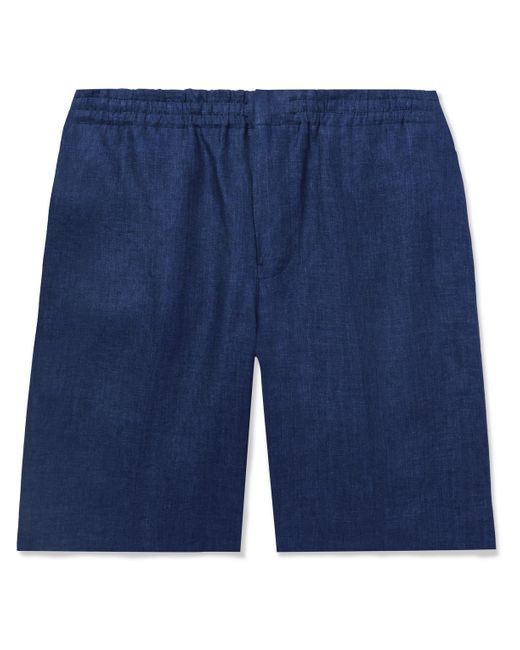 Zegna Blue Straight-leg Oasi Linen Shorts for men