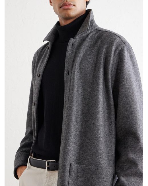 Thom Sweeney Gray Cashmere-Blend Overshirt for men