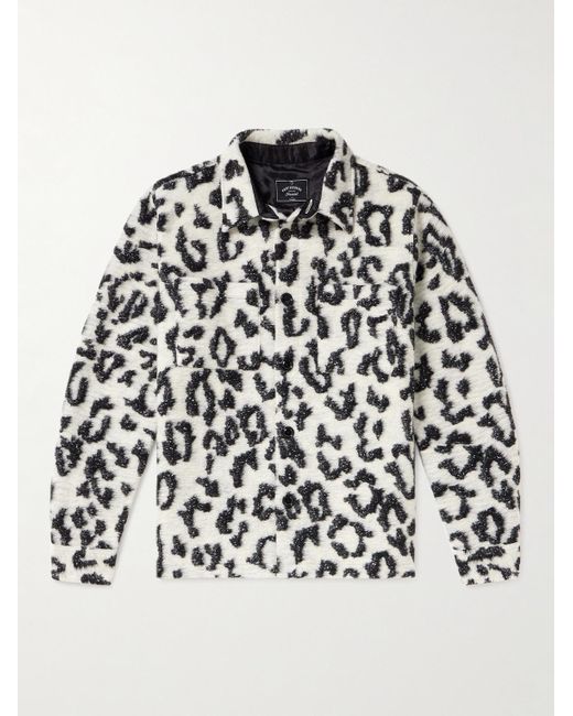 Portuguese Flannel Black Dreamy Leopard-print Jacquard-knit Overshirt for men