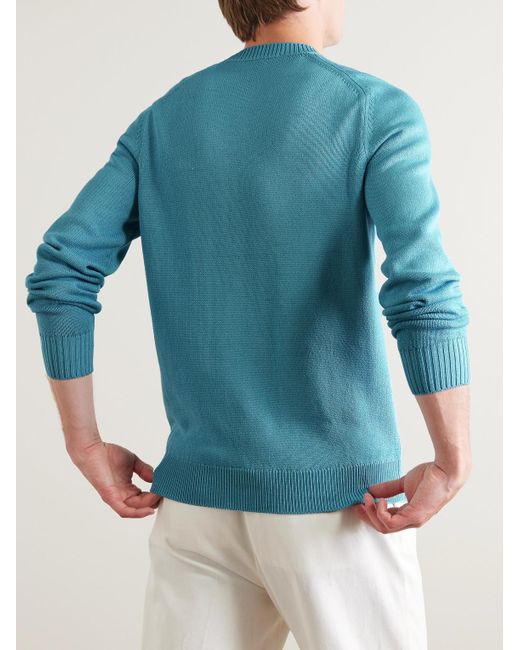 Loro Piana Blue Cotton And Silk-Blend Sweater for men