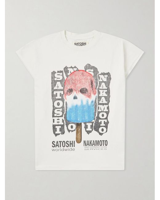 Satoshi Nakamoto White Info Services Logo-Print Cotton-Jersey T-Shirt for men